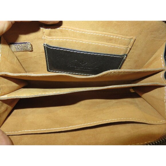 PATRICIA NASH Vintage Black Floral Tooled Leather Zip Around Long Wallet Wristle - Picture 9 of 13